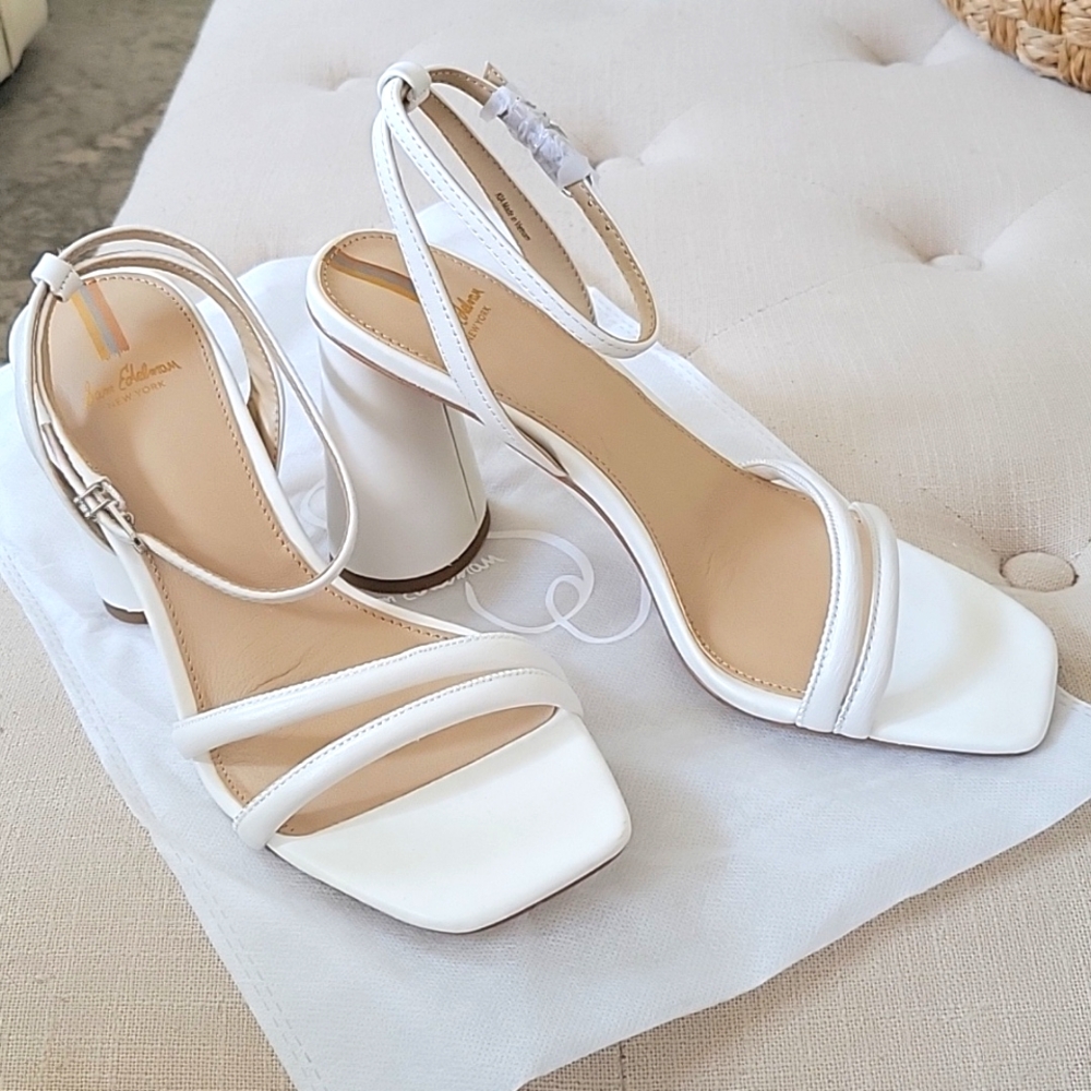 Sam Edelman Kia block heels in White Leather, size 7.5 and 8